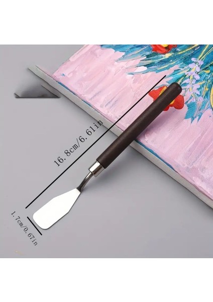 Spatula Seti Spatul Akrilik, Yağlı Boya, Pasta Süsleme, Kek Şekillendirme 7'li-Ahşap Sap