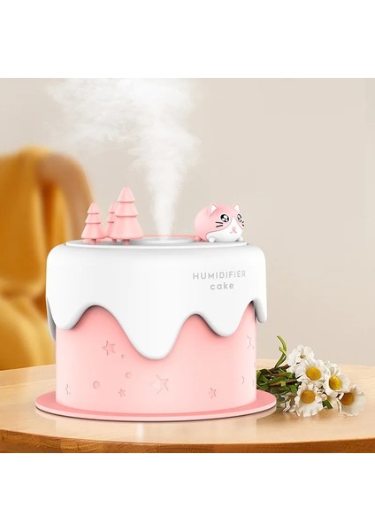 M328 Mini USB Plug-In Masaüstü Gece Lambası Karikatür Kek Sessiz Sprey Nemlendirici (Pembe) (Yurt Dışından)
