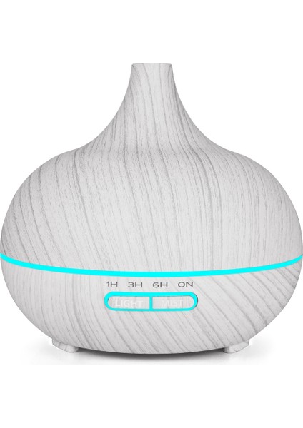 USB 400 ml Ahşap Doku Koku Makinesi Sivri Ağız Nemlendirici Renkli LED Işık Ile Otomatik Alkol Püskürtücü (Beyaz) (Yurt Dışından)
