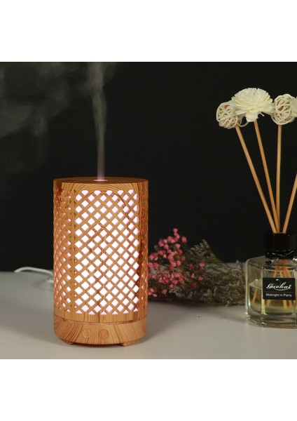 USB 200ML Hollow-Out Orman Desen Ahşap Esansiyel Yağı Aromaterapi Makinesi Ultrasonik Nemlendirici Otomatik Alkol Püskürtücü (Açık Kahverengi-1) (Yurt Dışından)