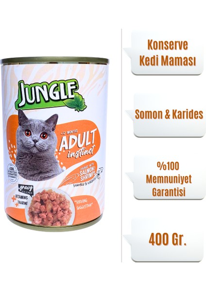 Yetişkin Kedi Konserve Maması Somonlu Karidesli 400 Gr.