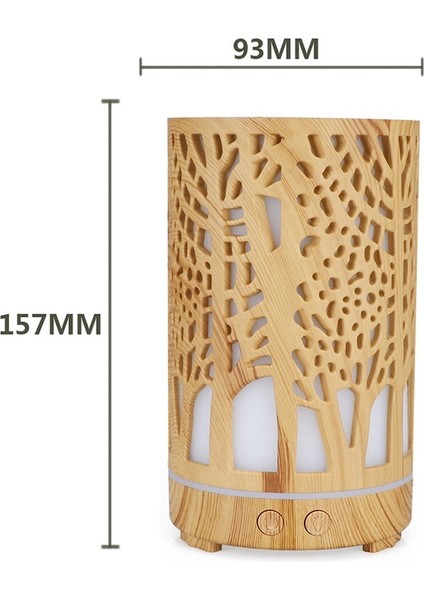 USB 200ML Hollow-Out Orman Desen Ahşap Esansiyel Yağı Aromaterapi Makinesi Ultrasonik Nemlendirici Otomatik Alkol Püskürtücü (Açık Kahverengi-3) (Yurt Dışından)