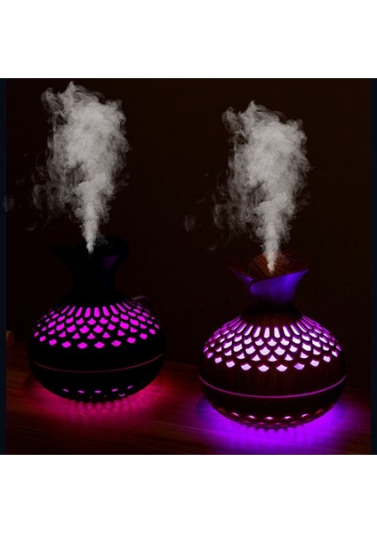 LED Işık Aromaterapi Difüzör Ev Küçük Vazo Sessiz Nemlendirici Aromaterapi Difüzör 2 In 1 (Koyu Ahşap) (Yurt Dışından)