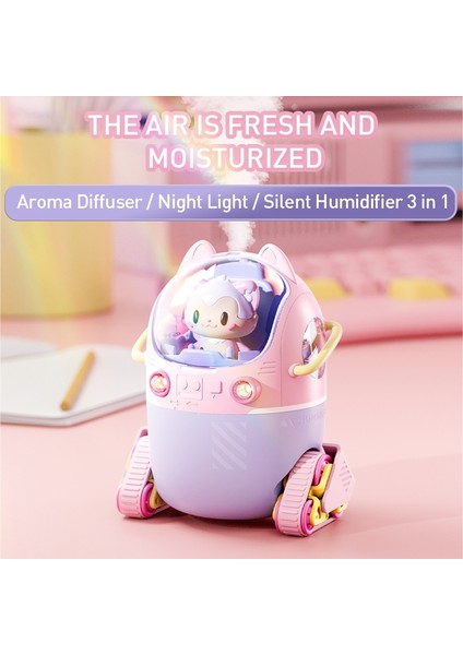 MJ066 220ML Taşınabilir Masaüstü Sevimli Karikatür Tank Araba Hava Nemlendirici, LED Işıklı, Model: USB (Yeşil) (Yurt Dışından)