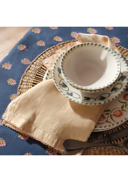 Nilüfer Nakışlı Kroşetalı Keten %100 Keten Peçete 45x45 Cm Bej fiyatları