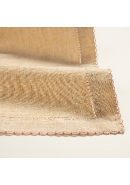 Nilüfer Nakışlı Kroşetalı Keten %100 Keten Peçete 45x45 Cm Bej fırsatları