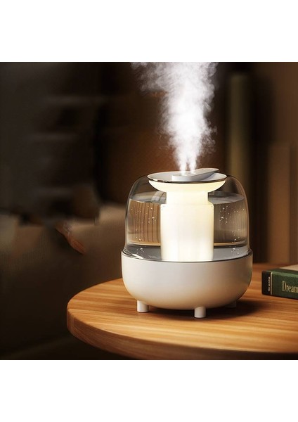 4l Kablosuz Nemlendirici USB Yağ Difüzörü, Gece Işığı Ile (Beyaz) (Yurt Dışından)