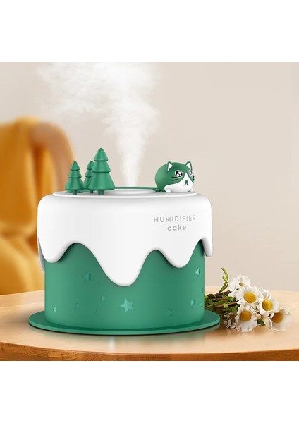 M328 Mini USB Plug-In Masaüstü Gece Lambası Karikatür Kek Sessiz Sprey Nemlendirici (Yeşil) (Yurt Dışından)
