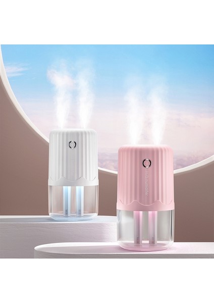 T06 Büyük Kapasiteli Atmosfer Gece Lambası Ev Tipi Çift Sprey Hava Nemlendirici, Renk: Yeşil Pil (Yurt Dışından)