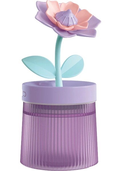 Çiçek Spreyi Nemlendirici Renkli Atmosfer Işığı USB Aromaterapi Nemlendirici, Renk: Gardenya Moru (Yurt Dışından)