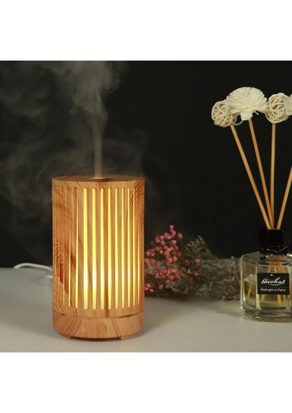 USB 200ML Hollow-Out Orman Desen Ahşap Esansiyel Yağı Aromaterapi Makinesi Ultrasonik Nemlendirici Otomatik Alkol Püskürtücü (Açık Kahverengi-2) (Yurt Dışından)
