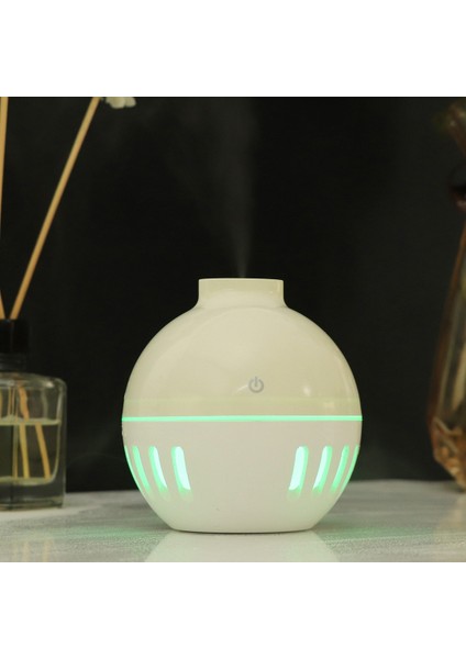 Ahşap Tahıl USB Delikli Nemlendirici Yedi Renkli Aromaterapi Lambası Uzaktan Kumandalı Otomatik Alkol Püskürtücü (Beyaz-3) (Yurt Dışından)