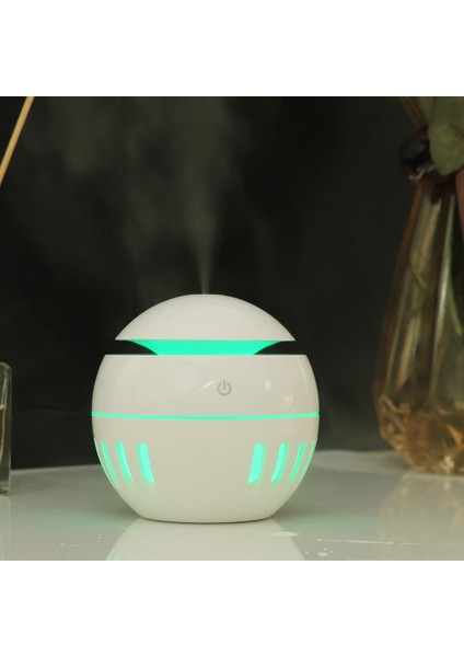 Ahşap Tahıl USB Delikli Nemlendirici Yedi Renkli Aromaterapi Lambası Uzaktan Kumandalı Otomatik Alkol Püskürtücü (Beyaz-1) (Yurt Dışından)