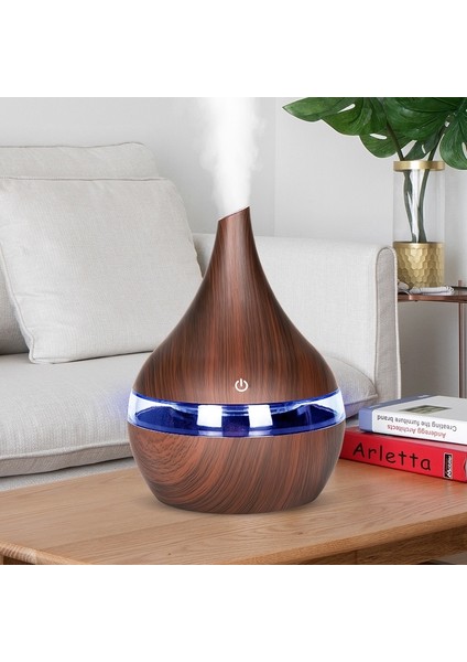 300 ml USB Elektrikli Aroma Hava Difüzörü Ahşap Ultrasonik Hava Nemlendirici Uçucu Yağ Aromaterapi Serin Mist Maker (Düz Ağız Derin Ahşap Tahıl) (Yurt Dışından)