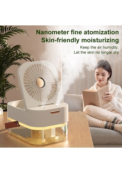 USB Fişi 2.5l Ortam Işığı Aroma Difüzörlü Çift Sprey Nemlendirme Fanı (Beyaz) (Yurt Dışından)