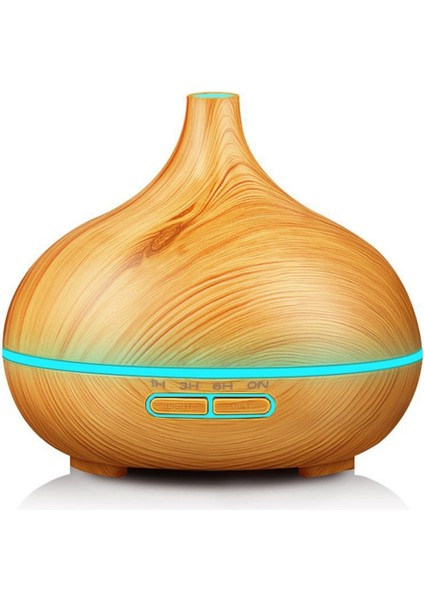 USB 400 ml Ahşap Doku Koku Makinesi Sivri Ağız Nemlendirici Renkli LED Işık Ile Otomatik Alkol Püskürtücü (Haki) (Yurt Dışından)