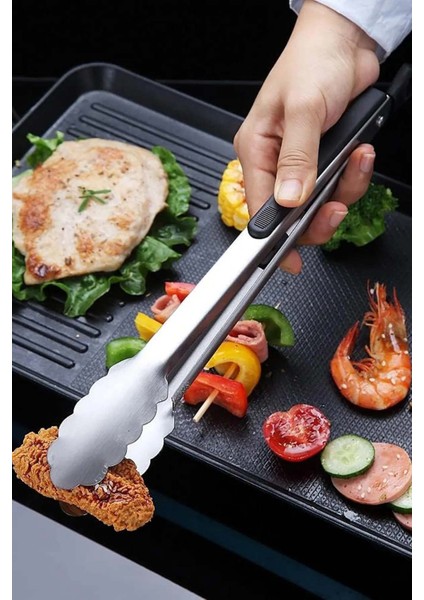 Barbekü Mangal Maşası Kilitlenebilir 46CM Paslanmaz Çelik Uzun Maşa AF079 fiyatları