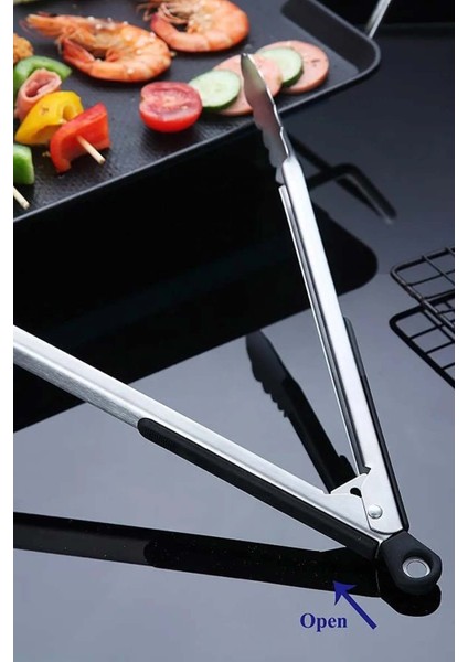 Barbekü Mangal Maşası Kilitlenebilir 46CM Paslanmaz Çelik Uzun Maşa AF079 modelleri