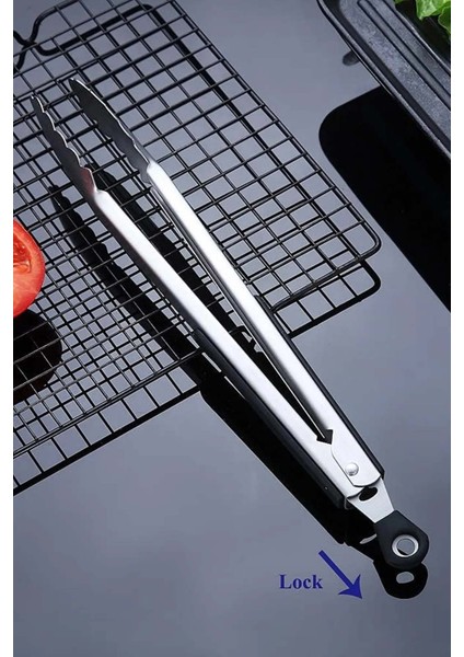 Barbekü Mangal Maşası Kilitlenebilir 46CM Paslanmaz Çelik Uzun Maşa AF079 indirimleri