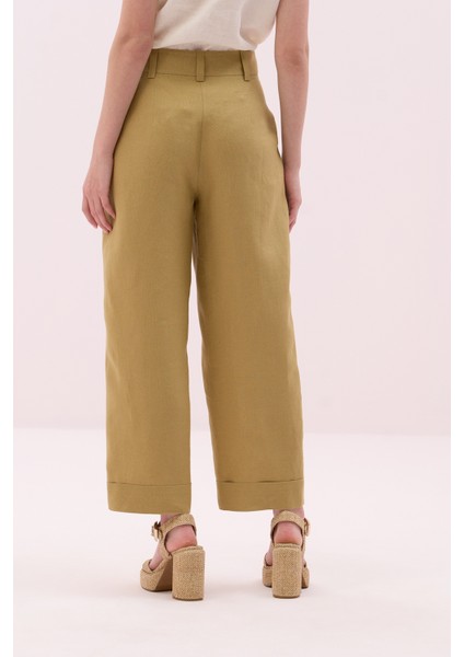 Keten Double Paça Pantolon Olive Y2512027_027 fiyatları