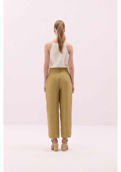 Keten Double Paça Pantolon Olive Y2512027_027 fırsatları