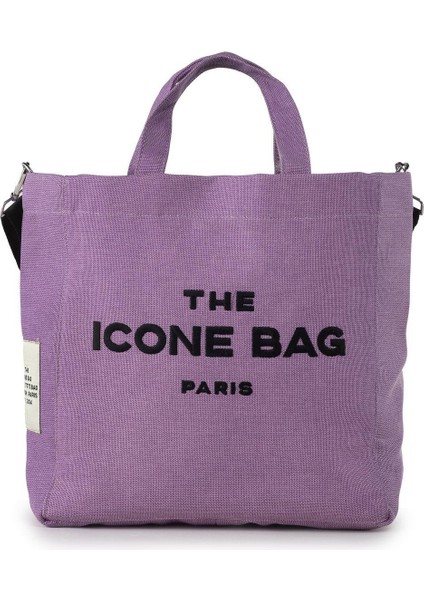 Lila The Icone Bag Paris Işlemeli Tote Kadın Kol Çantası Ve Omuz Çantası