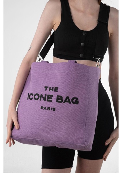 Lila The Icone Bag Paris Işlemeli Tote Kadın Kol Çantası Ve Omuz Çantası