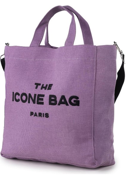 Lila The Icone Bag Paris Işlemeli Tote Kadın Kol Çantası Ve Omuz Çantası