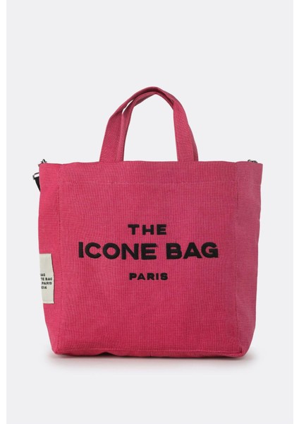 Fuşya The Icone Bag Paris Işlemeli Tote Kadın Kol Çantası Ve Omuz Çantası