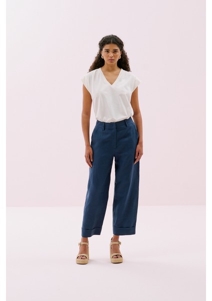 Keten Double Paça Pantolon Lacivert Y2512027_015