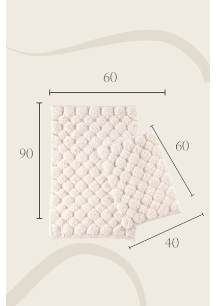 Mellow 2’li Takım Banyo Paspası %100 Pamuk 40X60 + 60X90 Ekru fiyatları