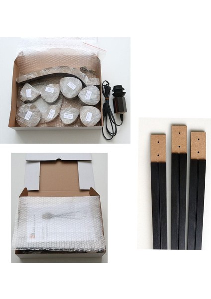 Lambader - Tripod Lambader - Dekoratif Ahşap Lambader - Kozalak Model Lambader