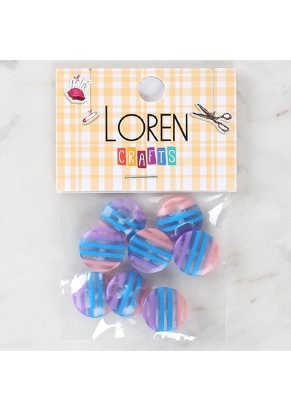 Loren Crafts 8'li Desenli Düğme - 1091