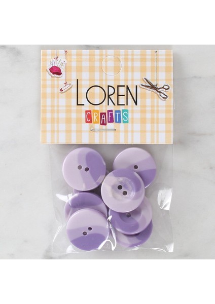 Loren Crafts 8'li Düğme Mor - 1136