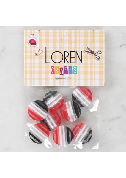 Loren Crafts 8'li Desenli Düğme - 1090