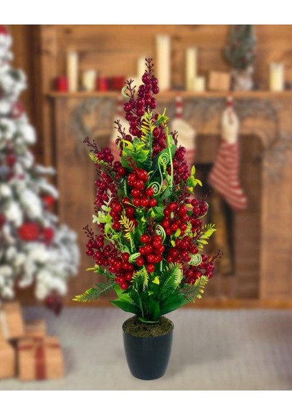 Yılbaşı Ağacı Kokina Siyah Saksıda 55 cm Yapay Kokina Çiçeği fiyatları