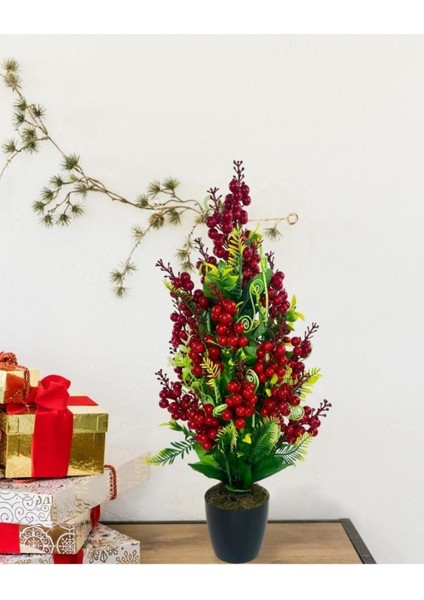 Yılbaşı Ağacı Kokina Siyah Saksıda 55 cm Yapay Kokina Çiçeği fırsatları