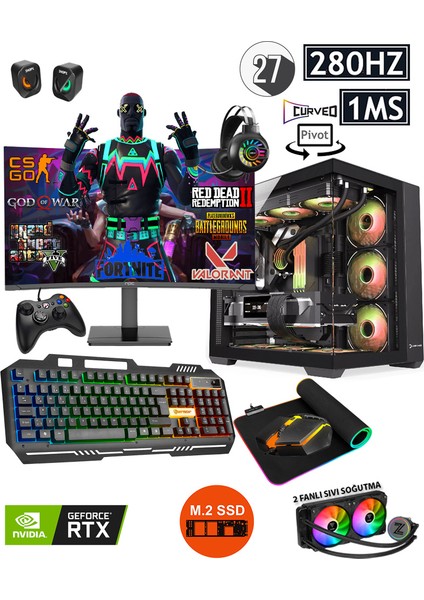 Mirage X64 Ryzen 7 5700X 32GB Ram 1tb M.2 Nvme SSD 8gb RTX4060 Sıvı Soğutmalı 27" 280Hz Premium Masaüstü Oyuncu Bilgisayarı