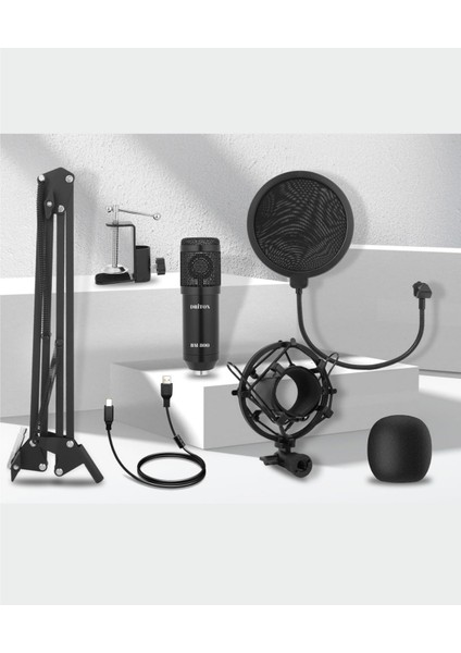 BM-800 Si̇yah Podcast Ti̇ktok Youtube Yayinci Condenser Mi̇krofon Seti̇