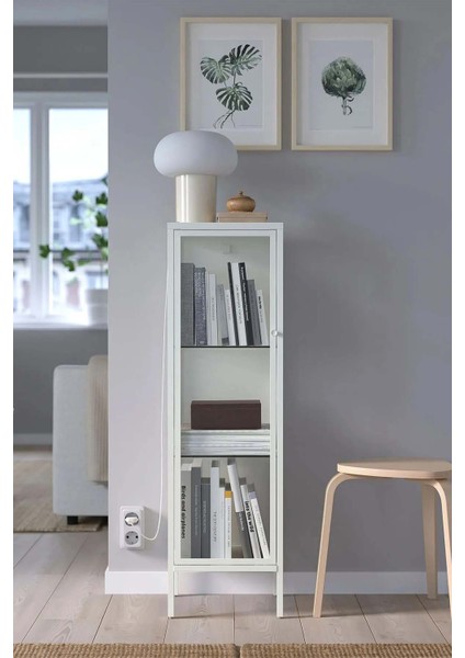 Cam Vitrin 3 Raflı Kapaklı Vitrin Dolap 34 x 30 x 116 cm Beyaz BD038 fırsatları