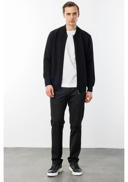 Erkek Hakim Yaka Çelik Örgü Triko Yün Ceket Siyah indirimleri