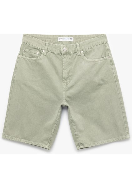 Normal Bel Pamuklu Cep Detaylı Bermuda Loose Fit Jean Şort