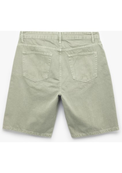 Normal Bel Pamuklu Cep Detaylı Bermuda Loose Fit Jean Şort