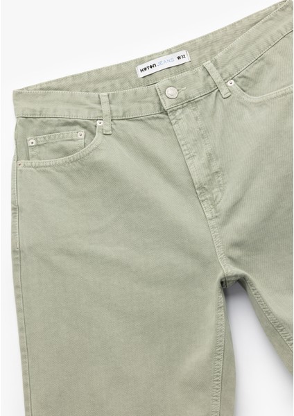 Normal Bel Pamuklu Cep Detaylı Bermuda Loose Fit Jean Şort