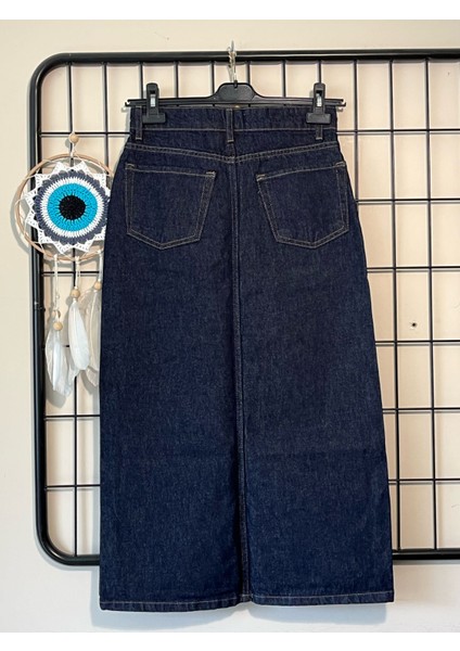 Pamuklu Koyu Yıkamalı Denim Etek