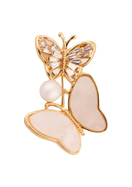 8025081 Incili Kelebek Broş