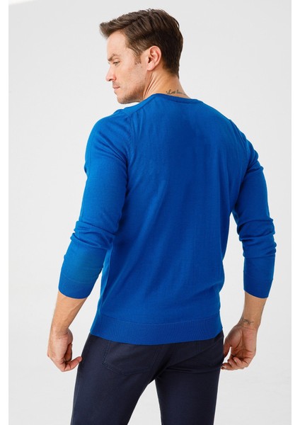 Erkek Basic Polo Yaka Ince Triko Kazak Saks fiyatları