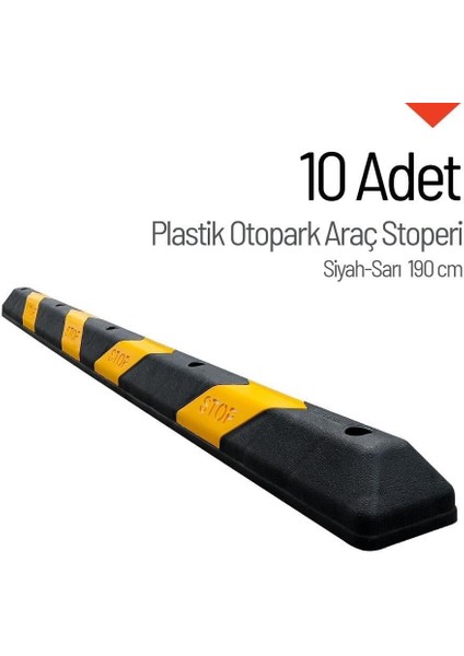 10'lu Siyah-Sarı Otopark Stoperi – 190 cm