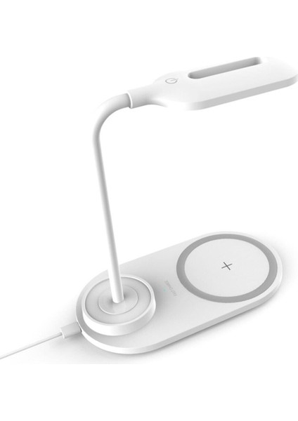 Masa Lambası LED 10W Cep Telefonu Hızlı Kablosuz Şarj Özellikli Iki Renk Işık Beyaz