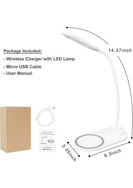 Masa Lambası LED 10W Cep Telefonu Hızlı Kablosuz Şarj Özellikli Iki Renk Işık Beyaz